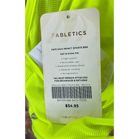NWT Fabletics Neon Cross Back Faye High Impact Sports Bra XXL 14/16 Strappy - Picture 4 of 5